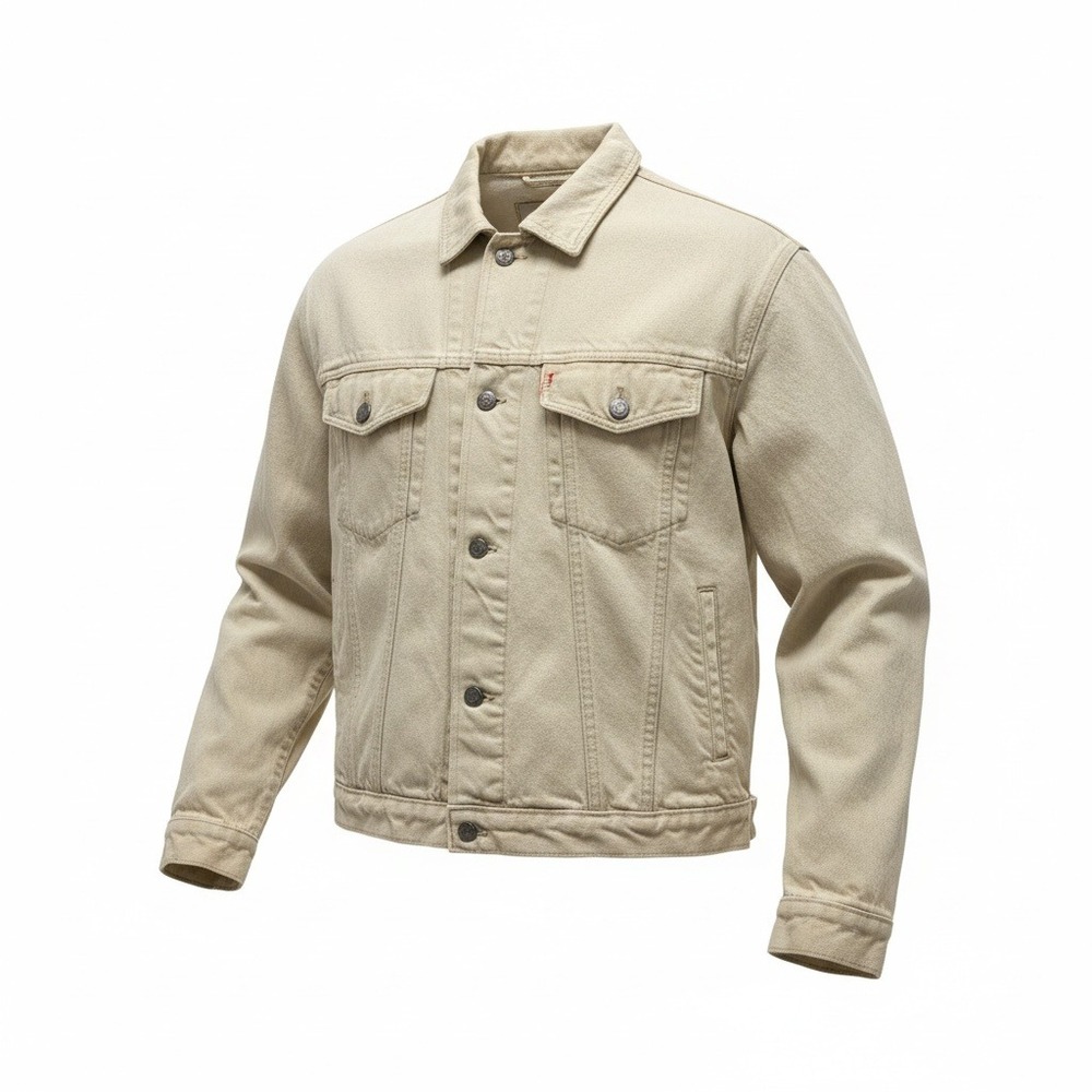 INC International Concepts‎ Mens Beige Denim Jacket Size Medium Cotton Made USA
